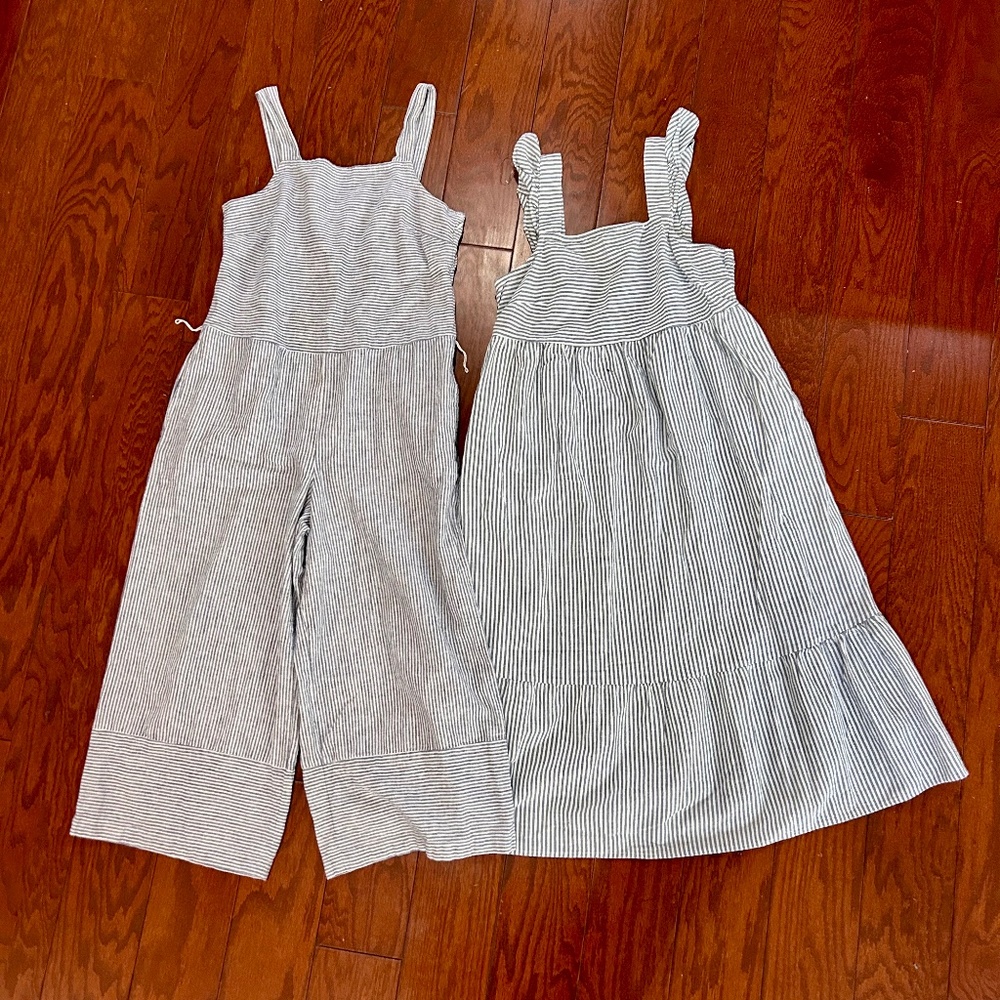 Lot of 2 Dress and Romper Jumpsuit sleeveless seersucker summer beach light